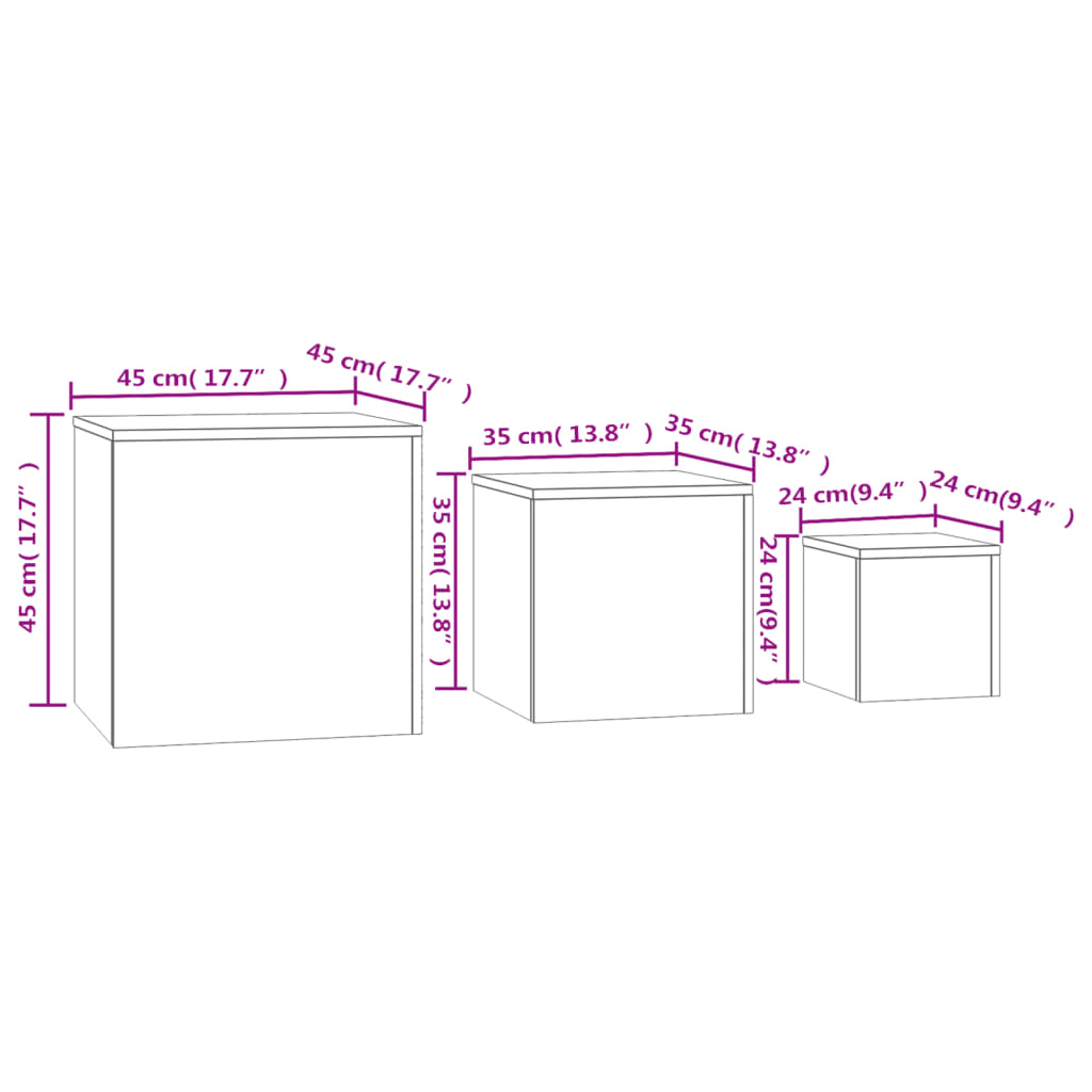 Tavolini 3 pz Rovere Sonoma in Truciolato - homemem39