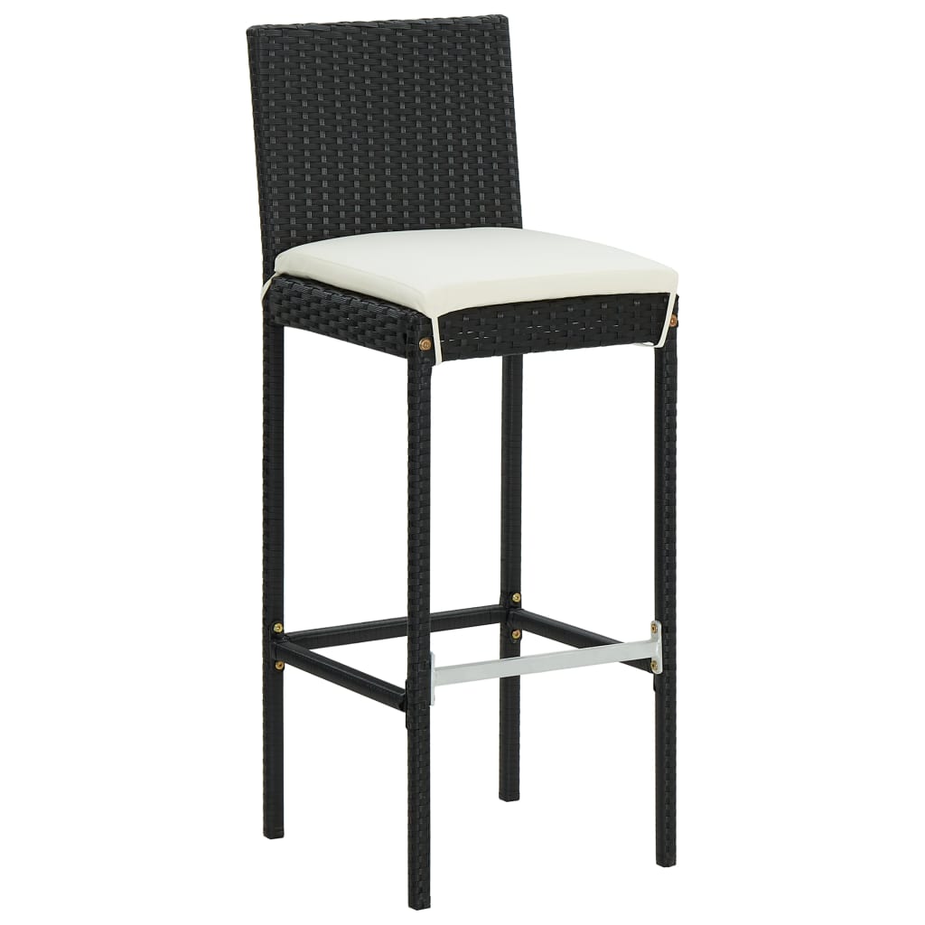 Sgabelli da Bar con Cuscini 4 pz Neri in Polyrattan - homemem39