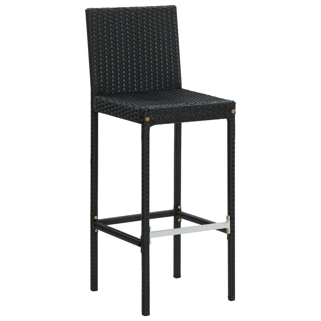 Sgabelli da Bar con Cuscini 4 pz Neri in Polyrattan - homemem39