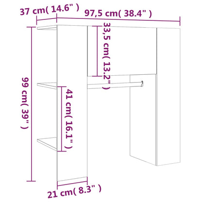 Scaffale da Corridoio Bianco 97,5x37x99 cm in Legno Multistrato