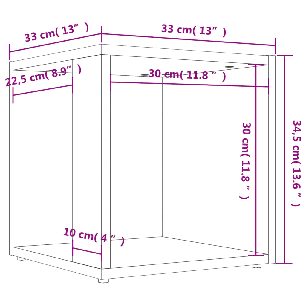 Tavolino Grigio Cemento 33x33x34,5 cm in Truciolato - homemem39