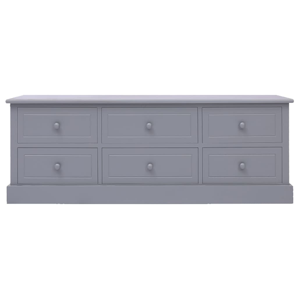 Mobile Porta TV Grigio 108x30x40 cm Legno Massello di Paulownia