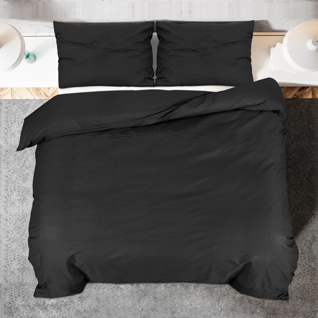 Set Copripiumino Nero 260x220 cm in Cotone - homemem39