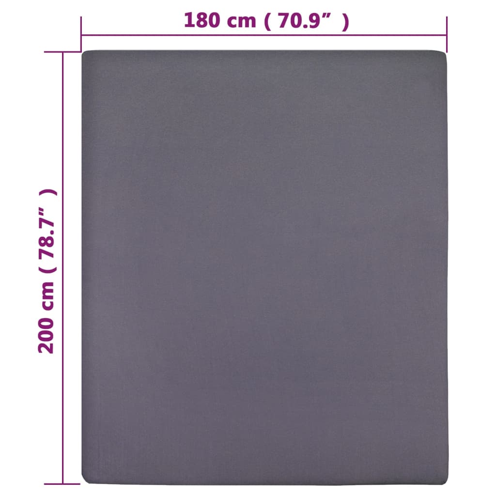 Lenzuola con Angoli Jersey 2 pz Antracite 180x200 cm Cotone - homemem39