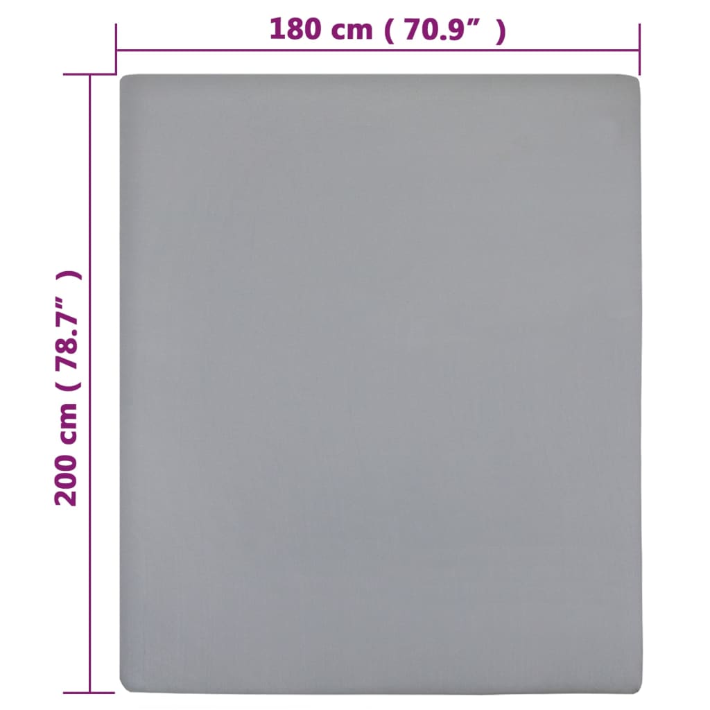 Lenzuola con Angoli Jersey 2pz Grigio 180x200 cm Cotone - homemem39