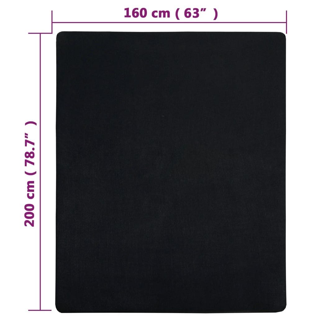 Lenzuolo con Angoli Jersey Nero 160x200 cm Cotone - homemem39