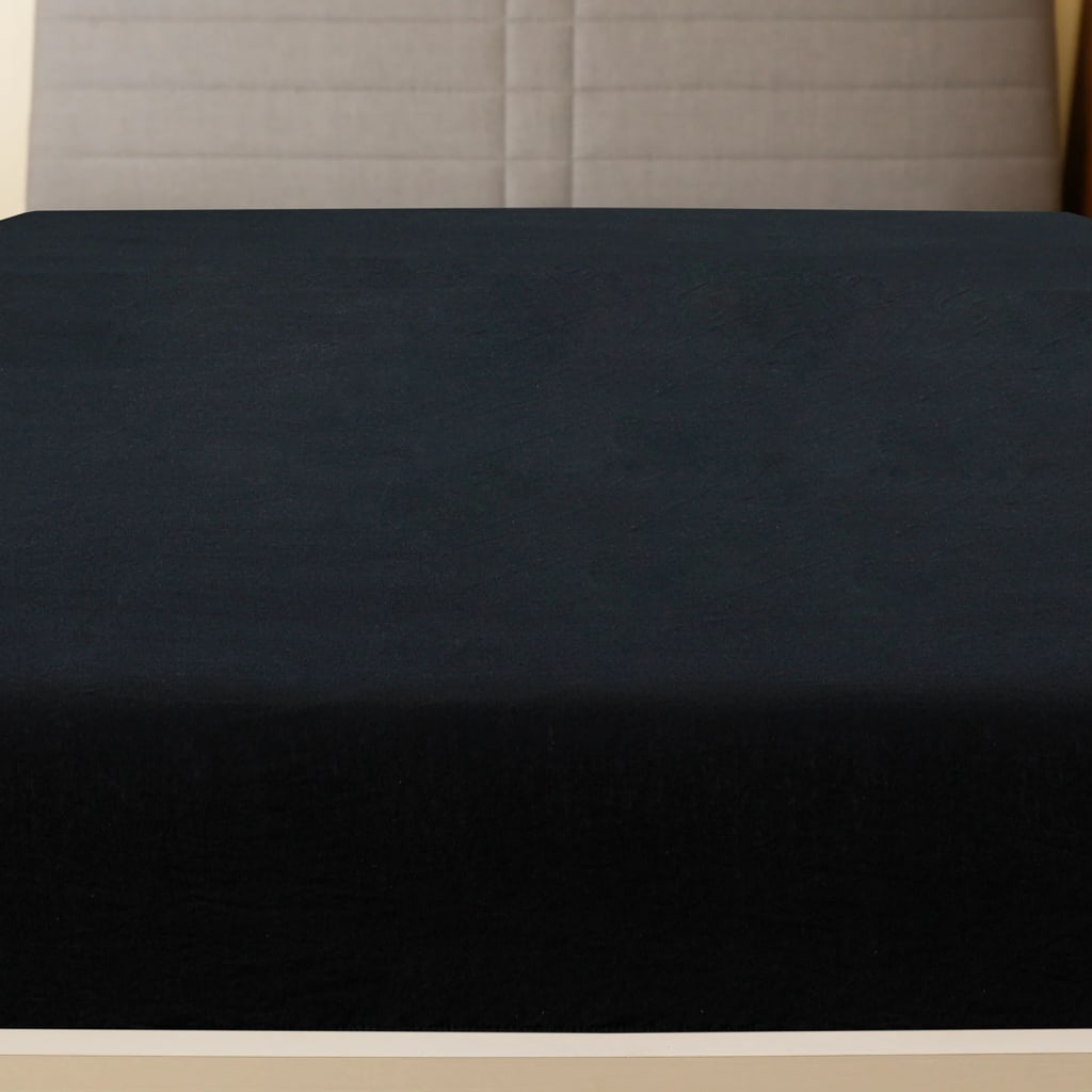 Lenzuolo con Angoli Jersey Nero 180x200 cm Cotone - homemem39