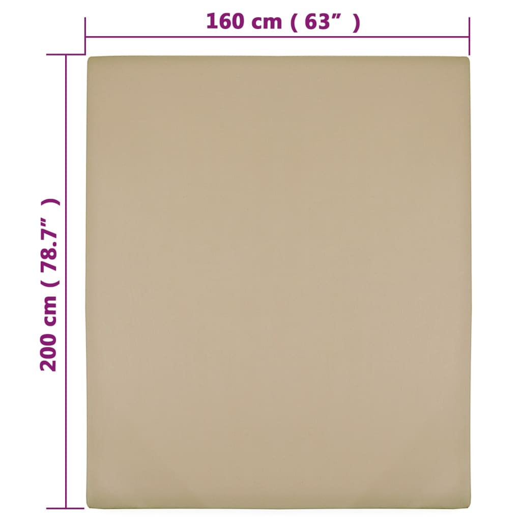 Lenzuola con Angoli Jersey 2pz Tortora 160x200 cm Cotone - homemem39