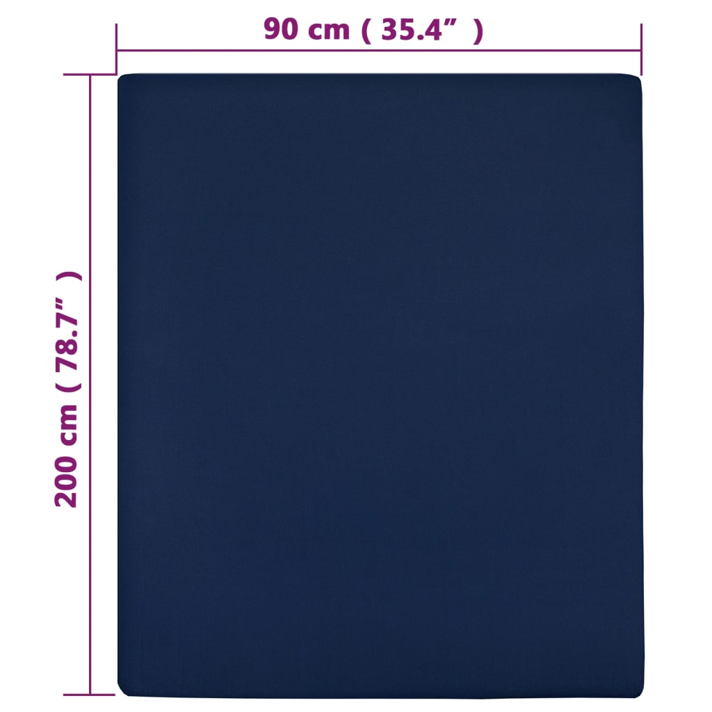 Lenzuolo con Angoli Jersey Blu Marino 90x200 cm Cotone - homemem39