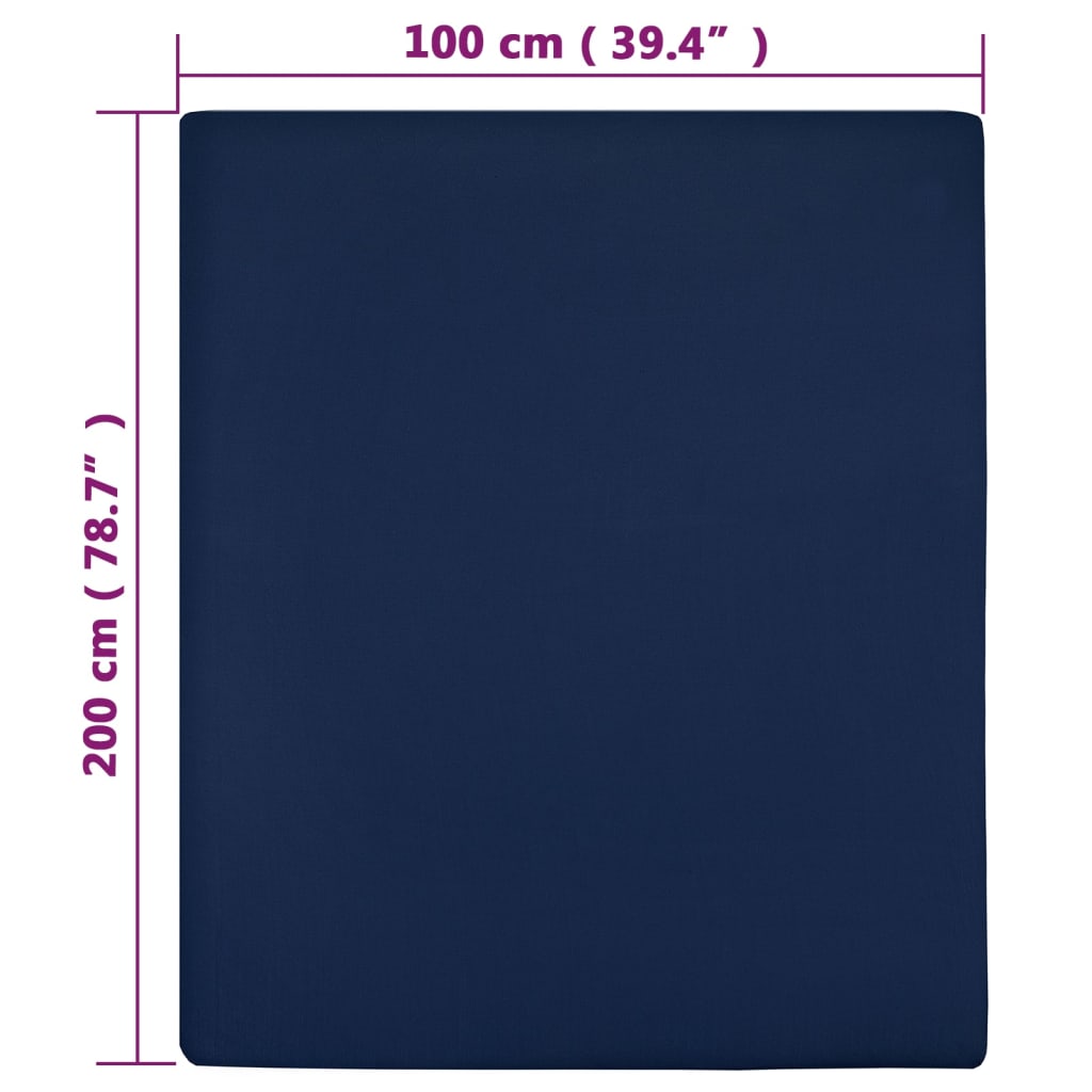 Lenzuolo con Angoli Jersey Blu Marino 100x200 cm Cotone - homemem39