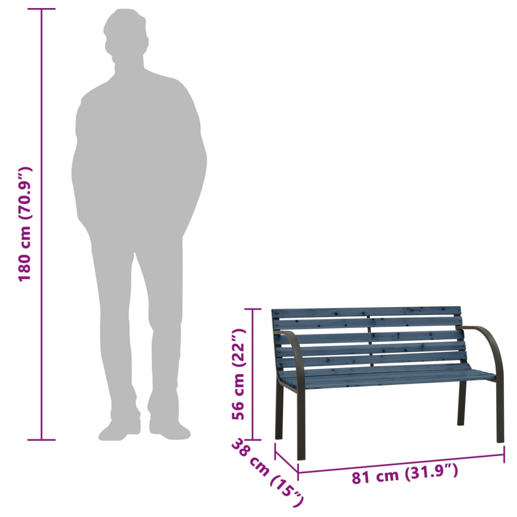 Panca da Giardino 81 cm in Legno di Abete Cinese Grigia - homemem39