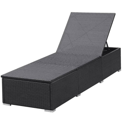 Lettino Prendisole con Cuscino Bianco Crema in Polyrattan Nero - homemem39