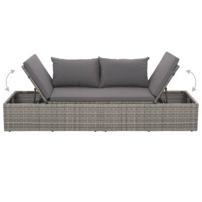 Lettino da Giardino con Cuscini in Polyrattan Grigio - homemem39