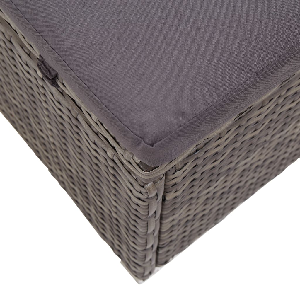 Lettino Prendisole con Tettuccio e Cuscino in Polyrattan Grigio - homemem39