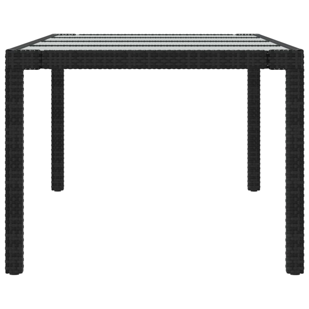 Tavolo Giardino Nero 250x100x75cm Vetro Temperato e Polyrattan