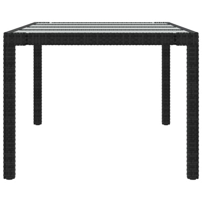 Tavolo Giardino Nero 250x100x75cm Vetro Temperato e Polyrattan - homemem39