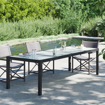 Tavolo Giardino Nero 250x100x75cm Vetro Temperato e Polyrattan - homemem39