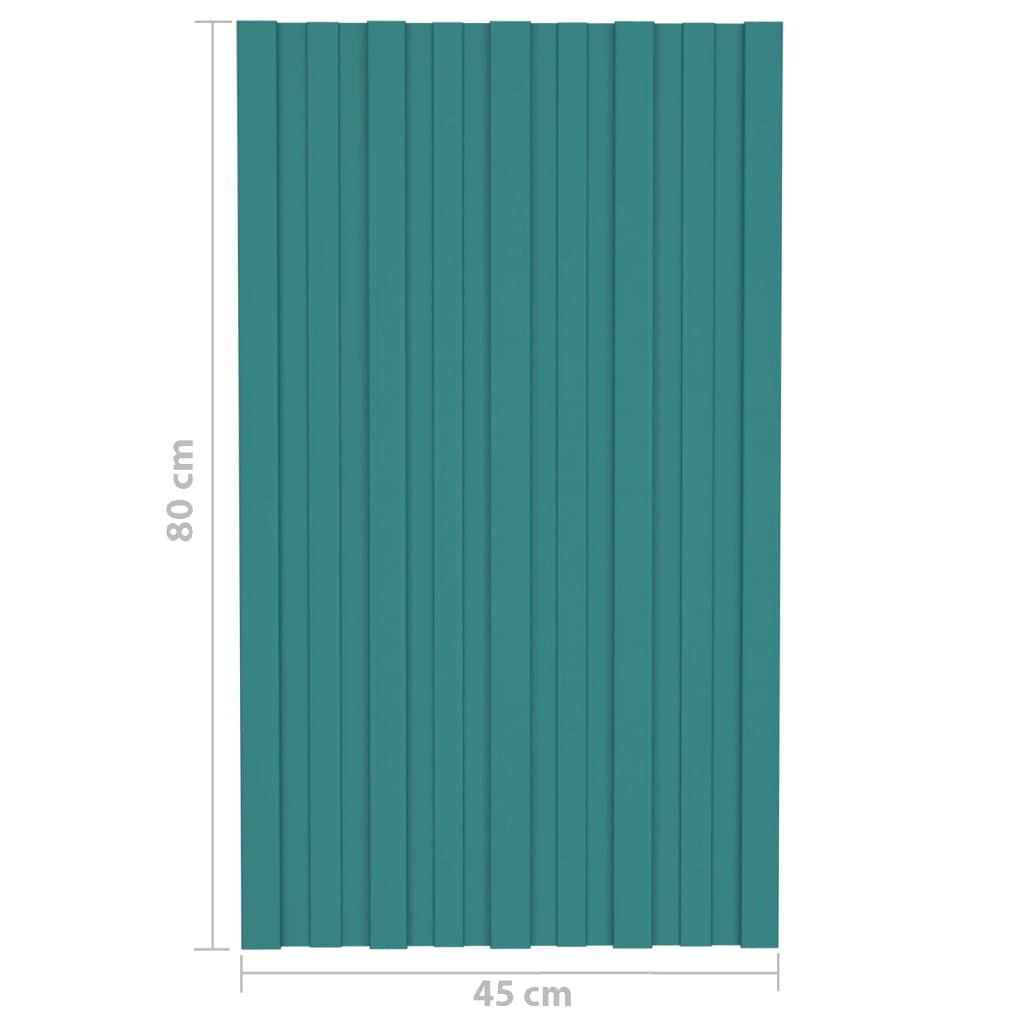 Pannelli da Tetto 36 pz in Acciaio Zincato Verde 80x45 cm