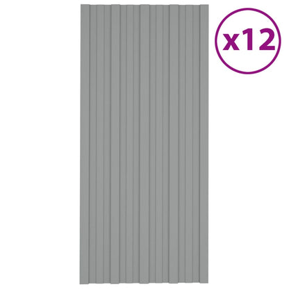 Pannelli da Tetto 12 pz in Acciaio Zincato Grigio 100x45 cm - homemem39