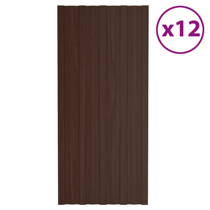 Pannelli da Tetto 12 pz in Acciaio Zincato Marrone 100x45 cm - homemem39