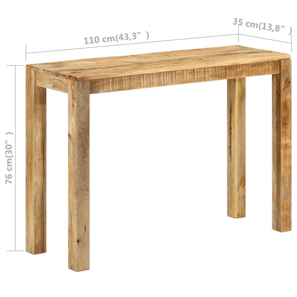 Tavolo Consolle 110x35x76 cm in Legno Massello di Mango Grezzo - homemem39