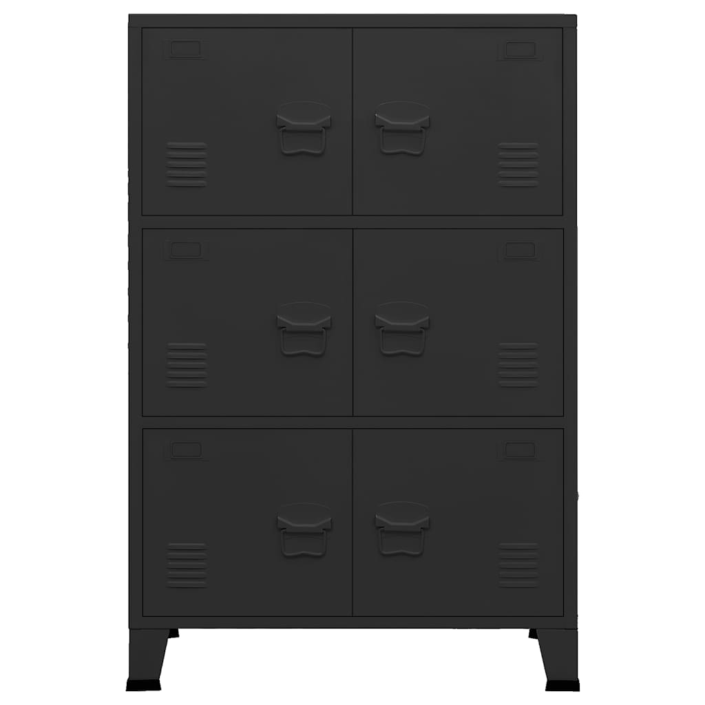 Armadio Classificatore Industriale Nero 75x40x115 cm in Metallo - homemem39