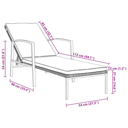 Lettino Prendisole da Giardino con Cuscino Polyrattan Marrone - homemem39