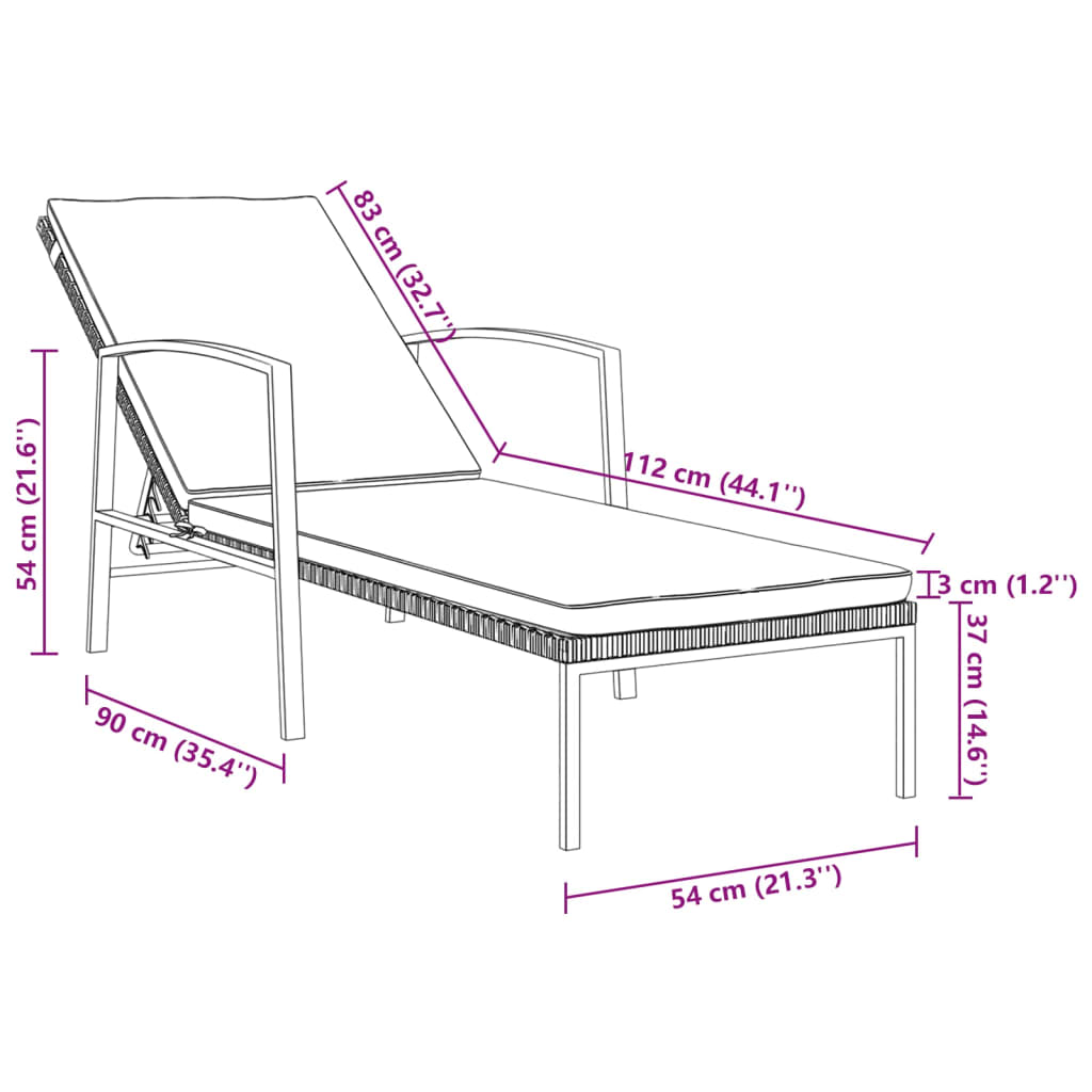 Lettini Prendisole 2 pz con Tavolo in Polyrattan Marrone - homemem39