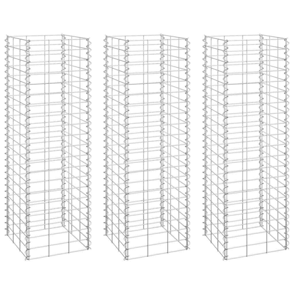 Fioriere Rialzate a Gabbione 3 pz 30x30x100 cm in Ferro - homemem39