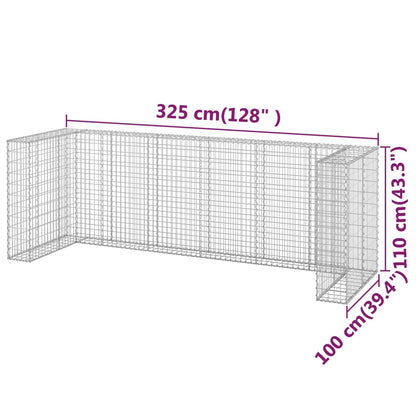 Gabbione per Bidoni in Acciaio Zincato 325x100x110 cm