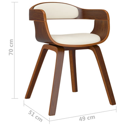 Sedia da Pranzo Crema in Legno Curvato e Similpelle - homemem39