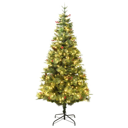 Albero di Natale Preilluminato con Pigne Verde 195 cm PVC e PE - homemem39