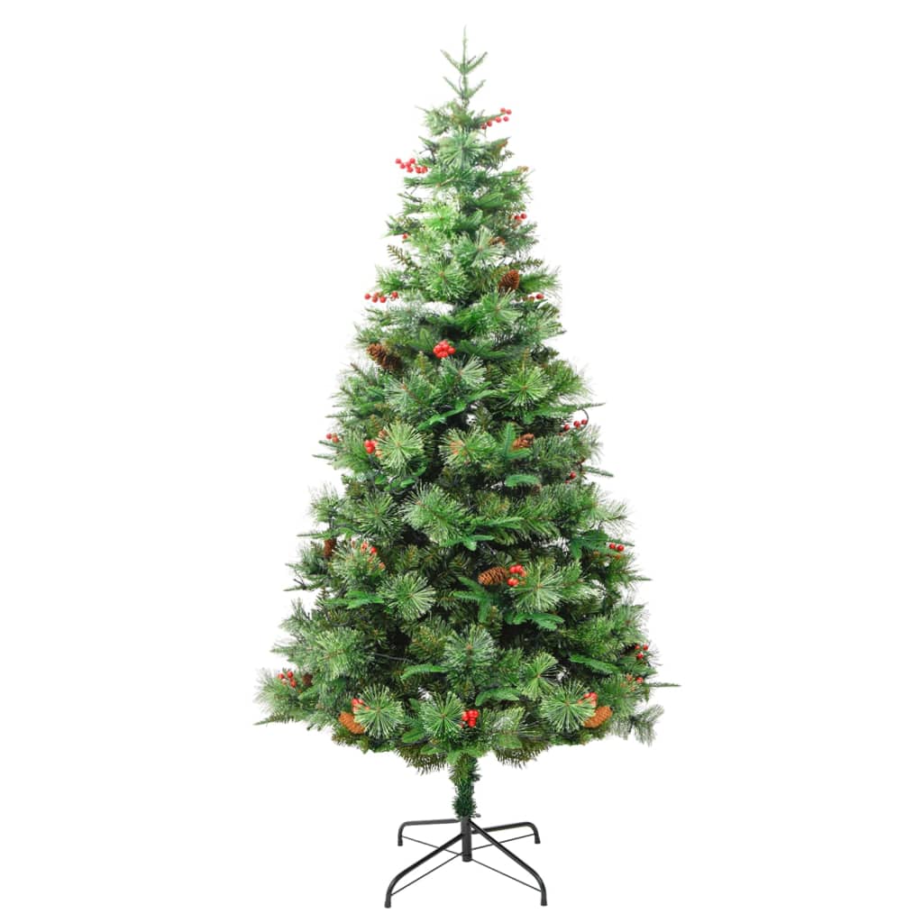 Albero di Natale Preilluminato con Pigne Verde 195 cm PVC e PE - homemem39