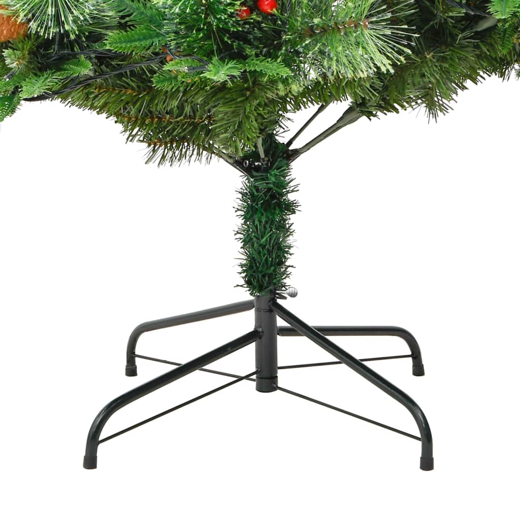 Albero di Natale Preilluminato con Pigne Verde 195 cm PVC e PE - homemem39