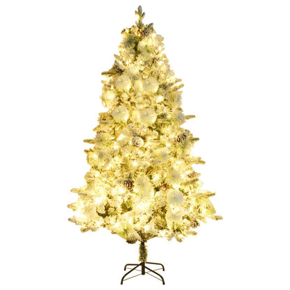 Albero di Natale Innevato Preilluminato Pigne 195cm in PVC e PE - homemem39