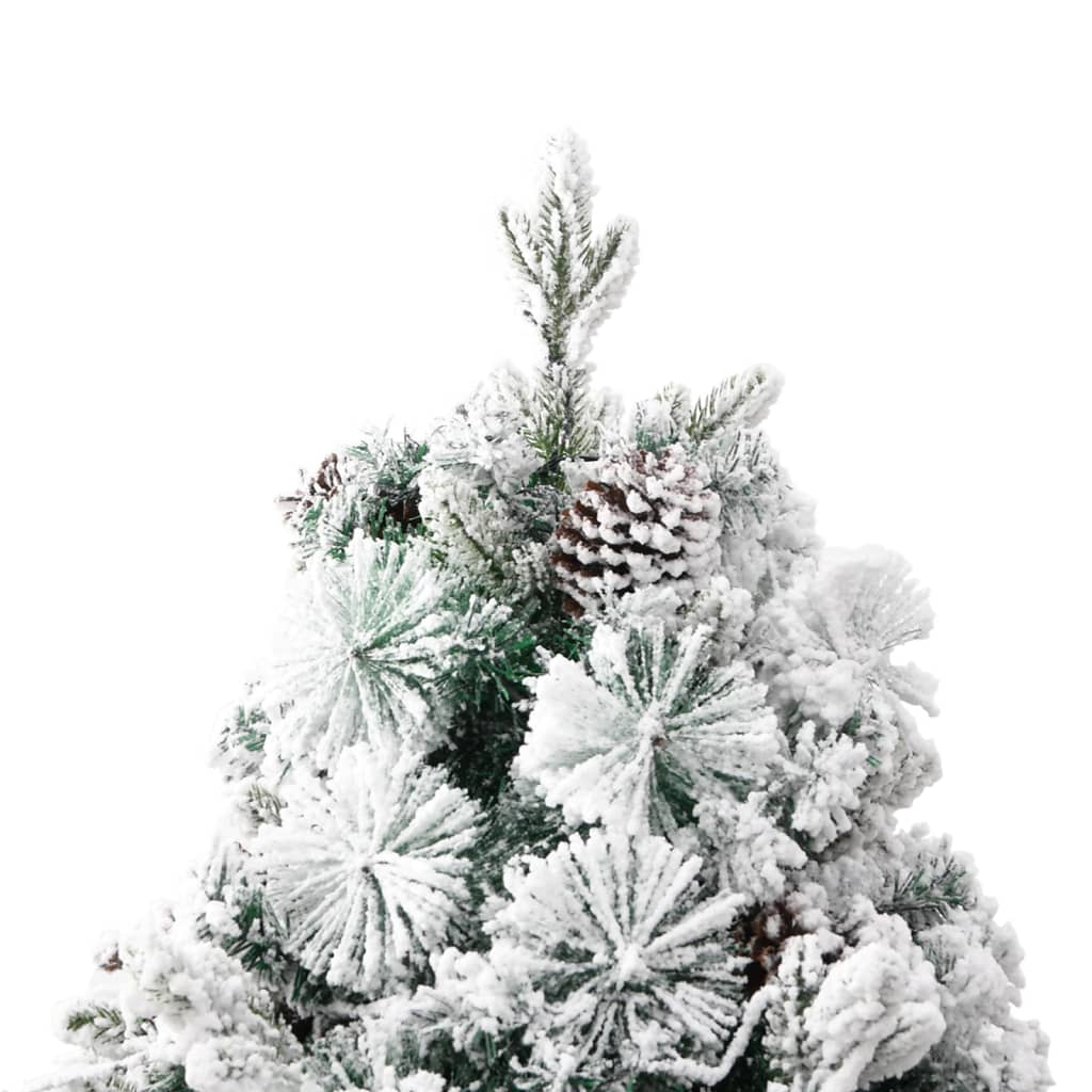 Albero di Natale Innevato Preilluminato Pigne 195cm in PVC e PE - homemem39