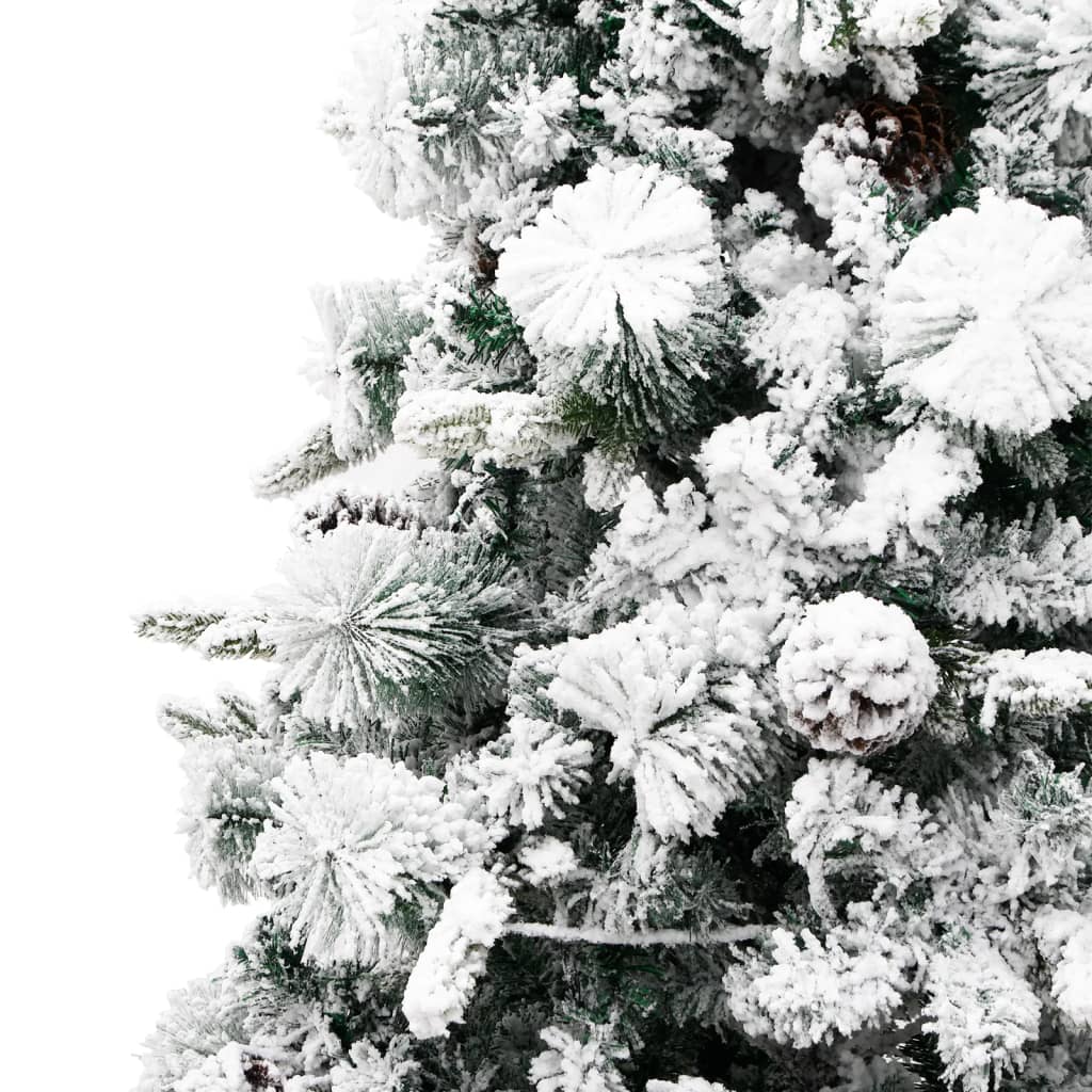 Albero di Natale Innevato Preilluminato Pigne 195cm in PVC e PE