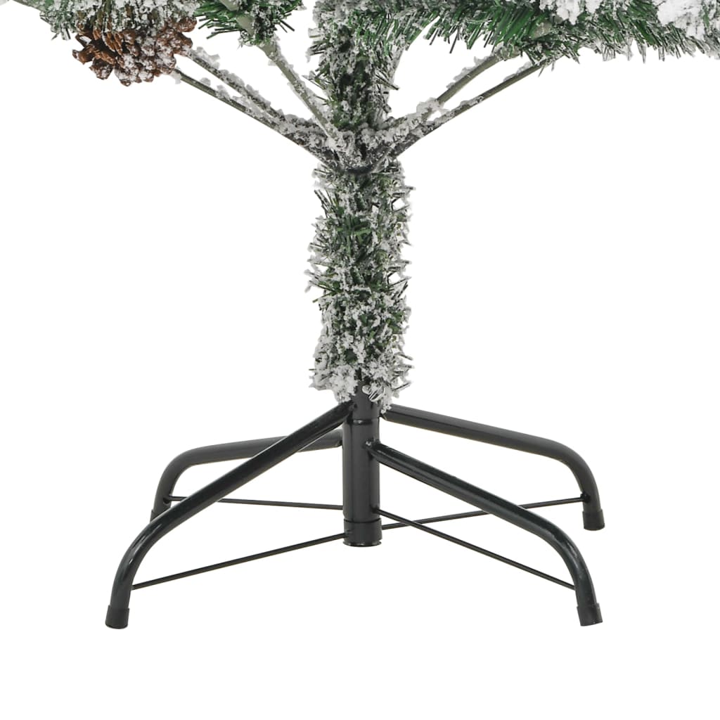 Albero di Natale Innevato Preilluminato Pigne 195cm in PVC e PE - homemem39