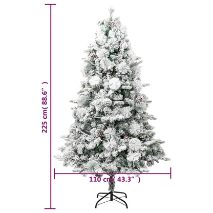 Albero di Natale Innevato Preilluminato Pigne 225cm in PVC e PE - homemem39