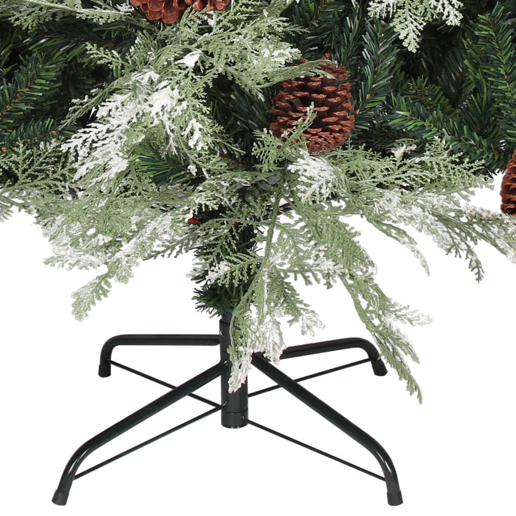 Albero di Natale con Luci e Pigne Verde e Bianco 195cm PVC e PE - homemem39