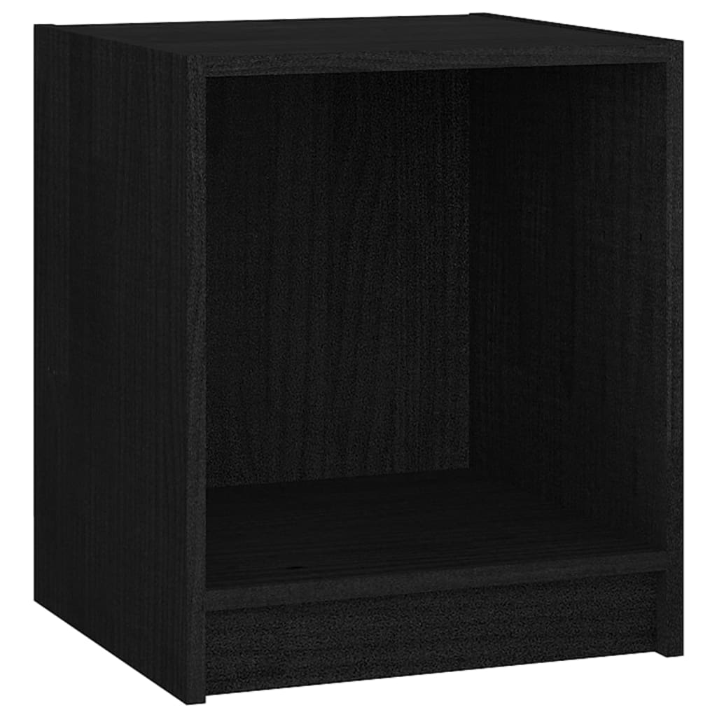 Comodino Nero 35,5x33,5x41,5 cm in Legno Massello di Pino