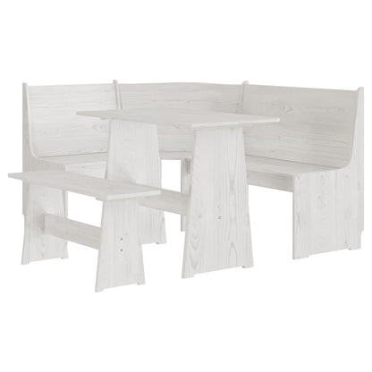 Set da Pranzo 3 pz REINE Bianco in Legno Massello di Pino