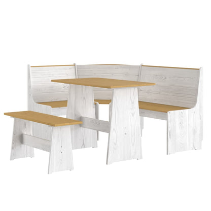 Set da Pranzo 3pz REINE Marrone ambra e Bianco in Legno di Pino - homemem39