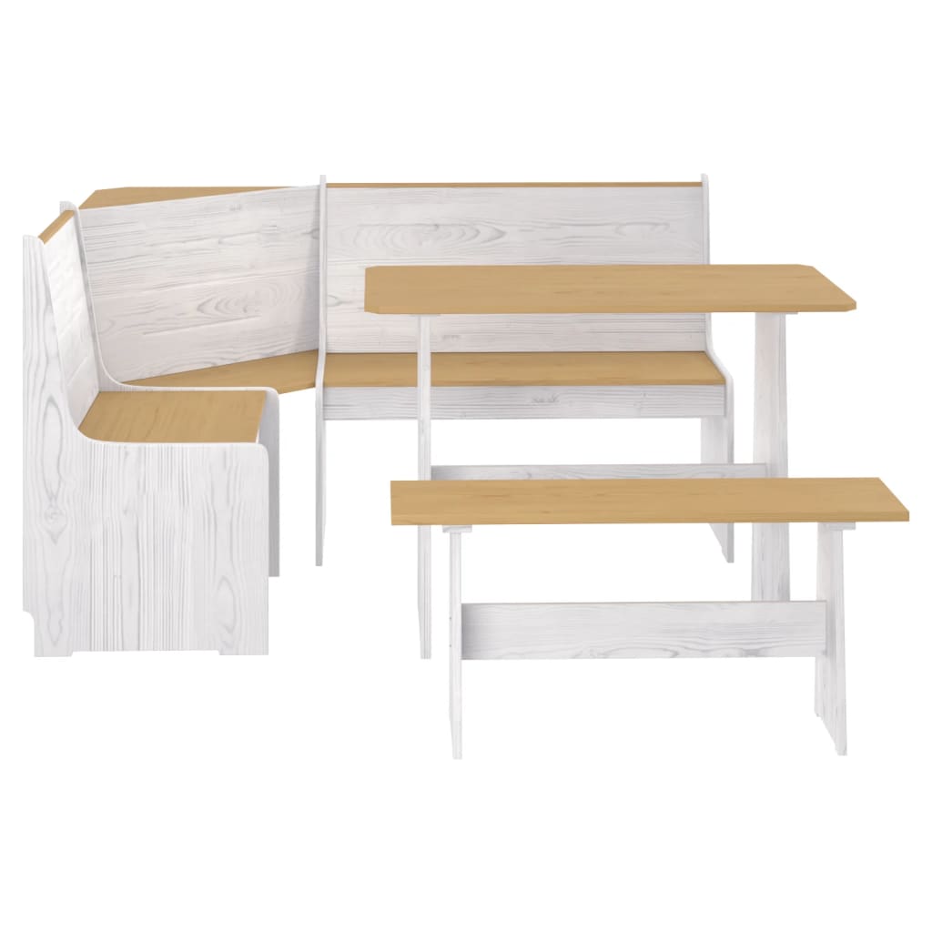 Set da Pranzo 3pz REINE Marrone ambra e Bianco in Legno di Pino - homemem39