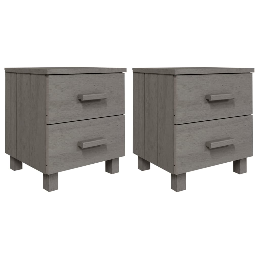 Comodini HAMAR 2 pz Grigio Chiaro 40x35x44,5 cm Legno di Pino - homemem39