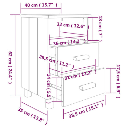 Comodini HAMAR 2 pz Miele 40x35x62 cm Legno Massello di Pino - homemem39