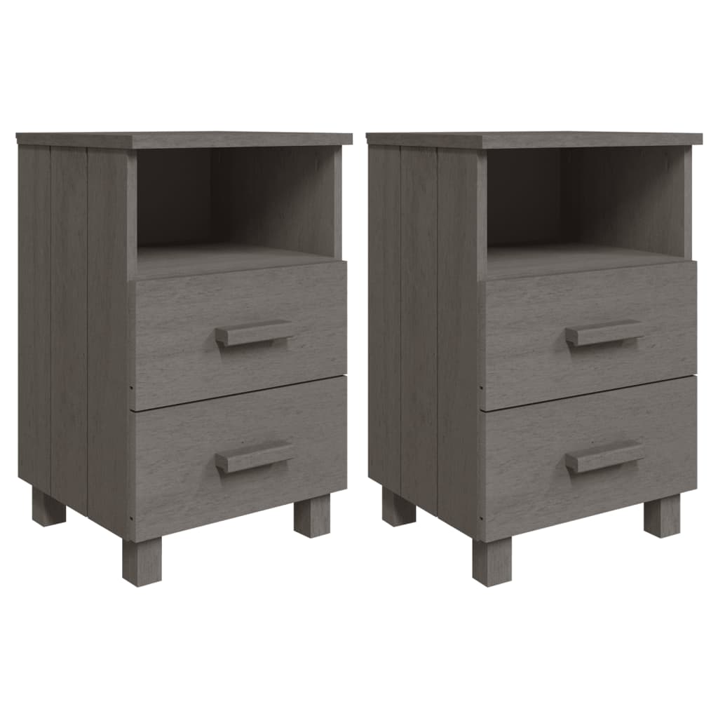 Comodini HAMAR 2 pz Grigio Chiaro 40x35x62 cm Legno di Pino - homemem39