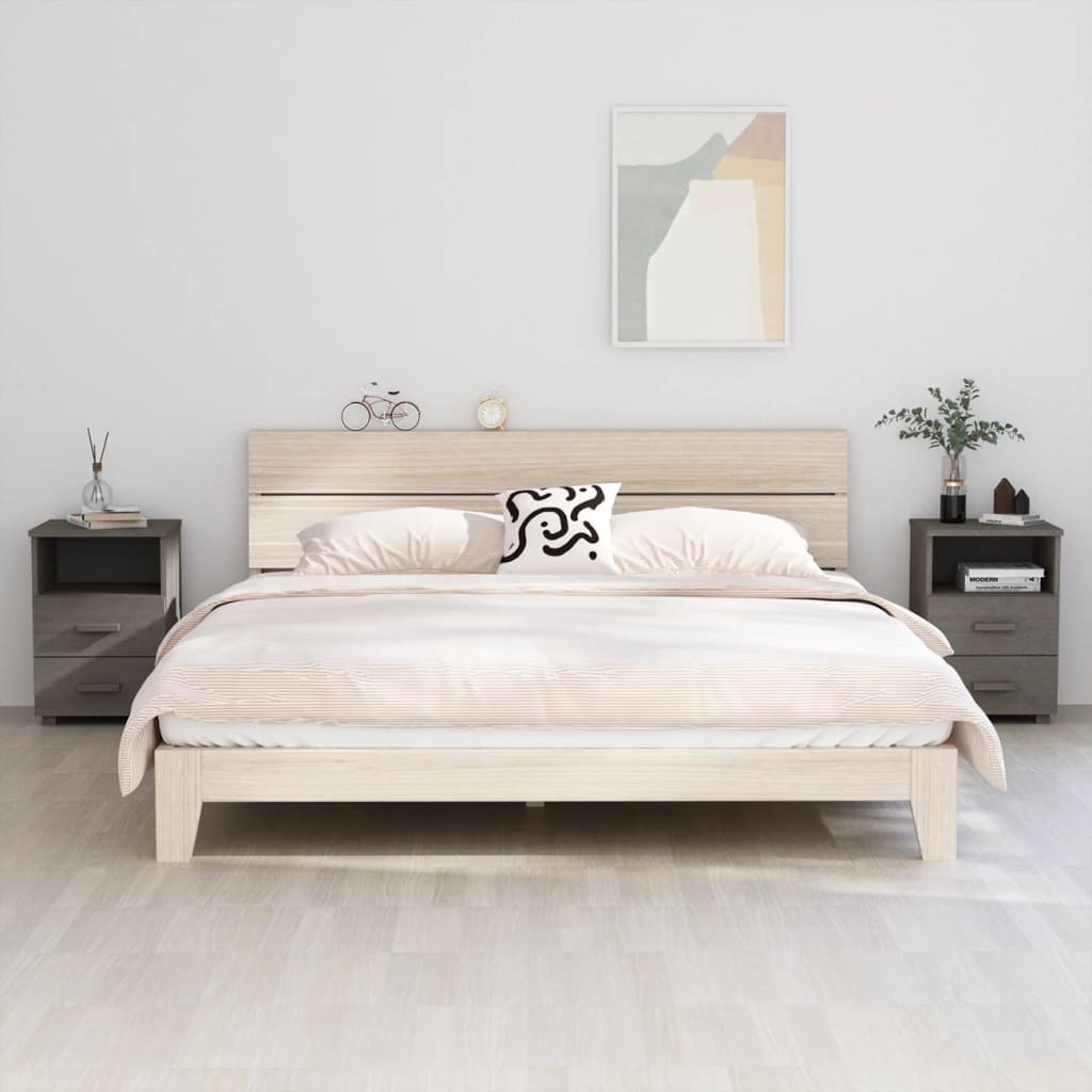 Comodini HAMAR 2 pz Grigio Chiaro 40x35x62 cm Legno di Pino - homemem39