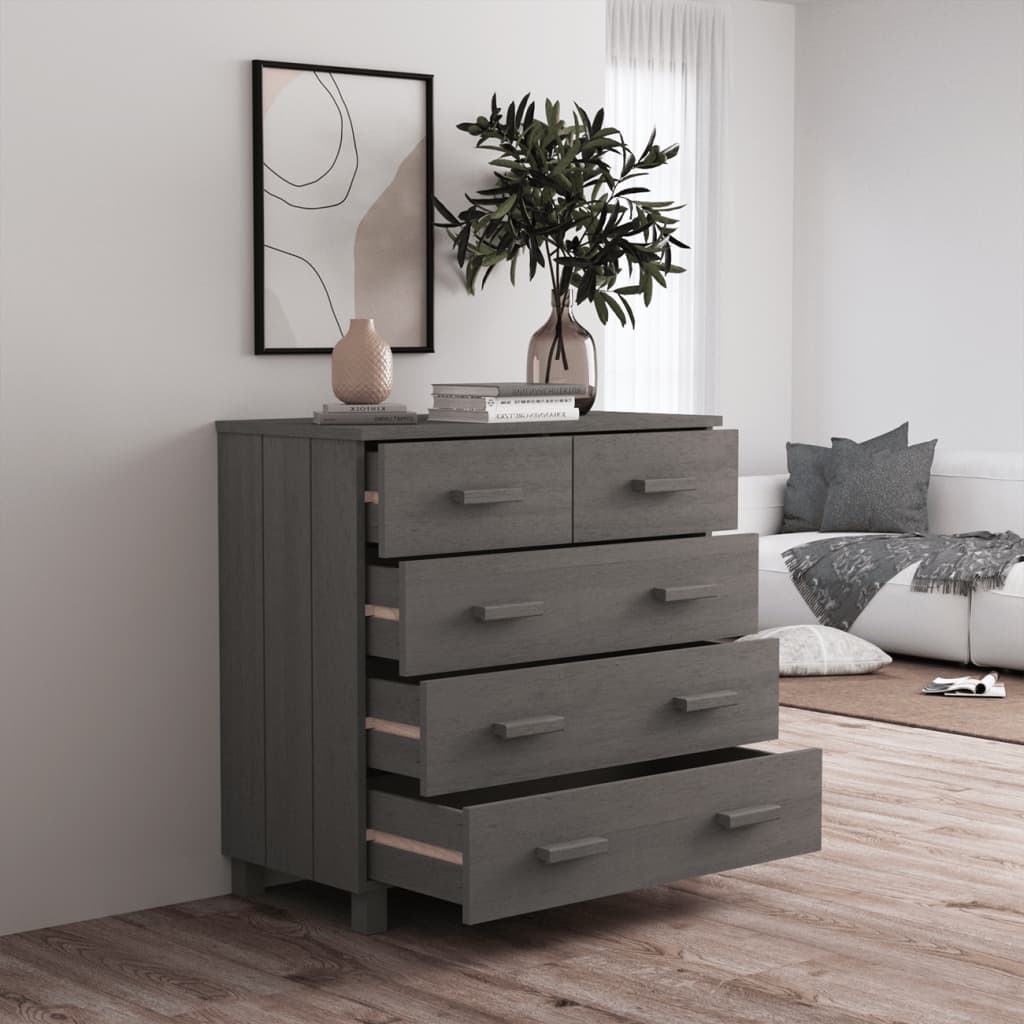 Credenza HAMAR Grigio Chiaro 79x40x80 cm Legno Massello di Pino - homemem39