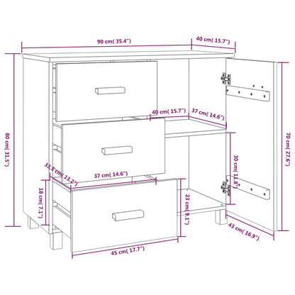 Credenza HAMAR Grigio Scuro 90x40x80 cm Legno Massello di Pino - homemem39